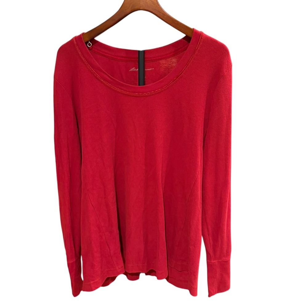 Eddie Bauer Womens XXL Red Waffle Knit Thermal Scoop Neck Top Gorpcore Outdoors